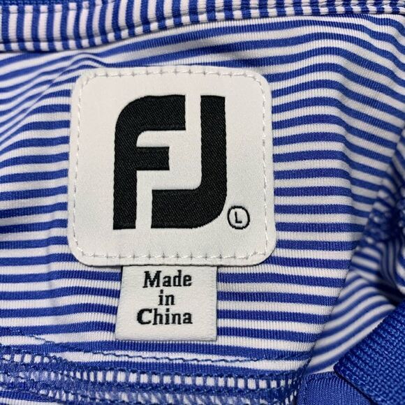 NWOT FootJoy Blue/White Striped Golf Shirt Sz L - Picture 3 of 6